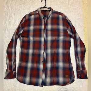 Outpost Makers Plaid Button-Up Shirt Red/Blue/White XL Long Sleeve Cotton Mens